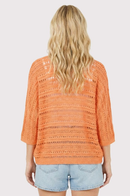 Solid Crochet Short Dolman Sleeve Cardigan