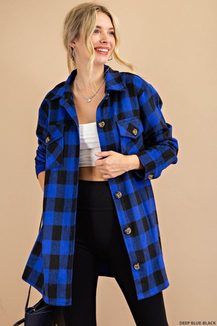 Plaid Flannel Button Down Jacket