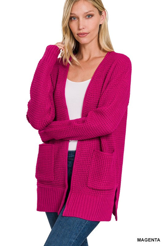 Low Gauge Waffle Open Cardigan