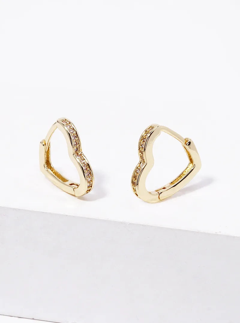 Tiny Sparkle Heart Hoop Earring