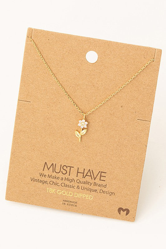 Rhinestone Flower Stem Must Have Necklace