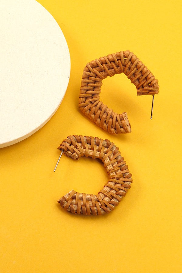 Raffia Geometric Hoop Earring