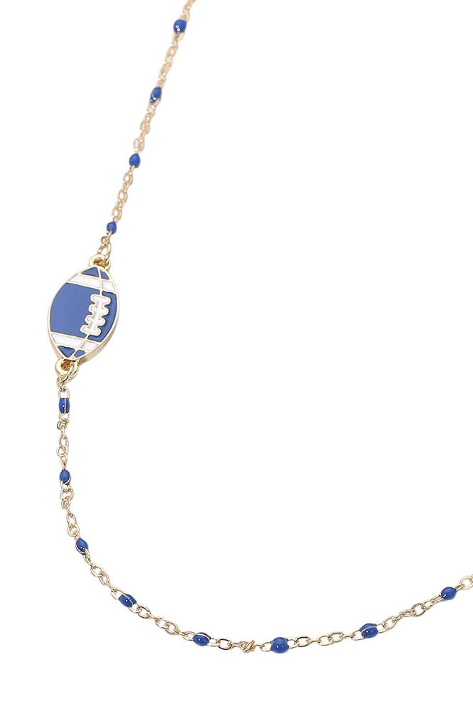 Dainty Seed Bead Sideways Football Necklace