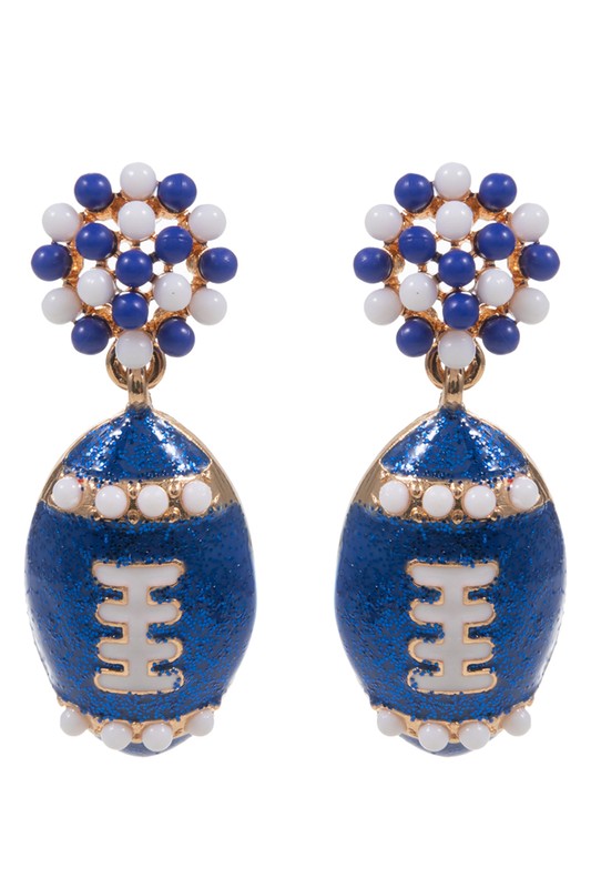 Enamel Football Beaded Post Earring
