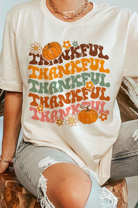 Thankful Banner Crew Neck T-Shirt-Ivory