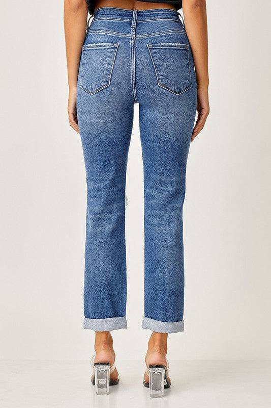 High Rise Slim Girlfriend Denim - Dark