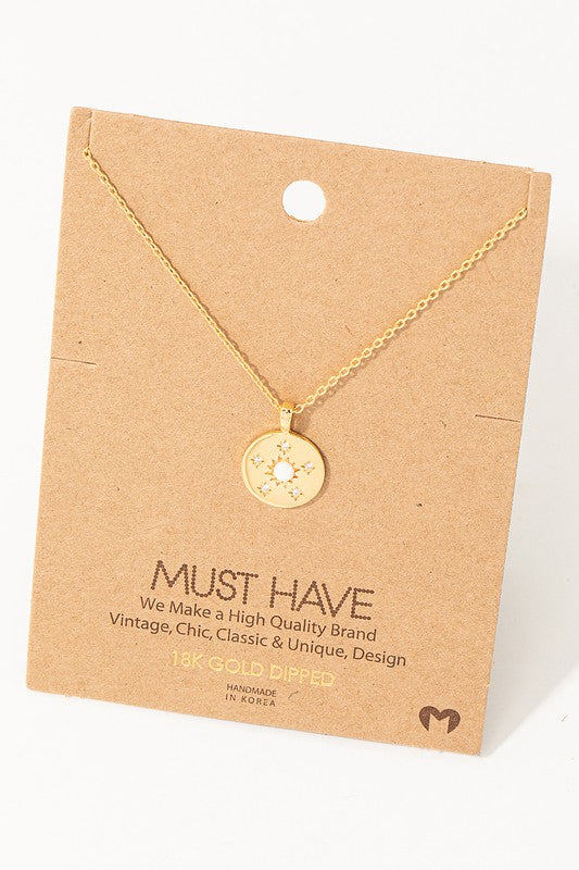 Sparkle Opal Disk Must Have Necklace-Gold