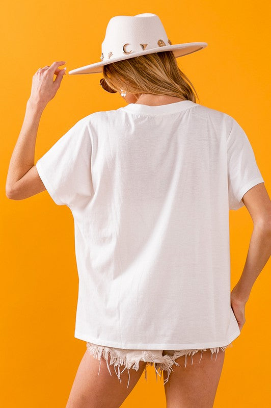 Metallic USA Dolman Sleeve Top- Off White