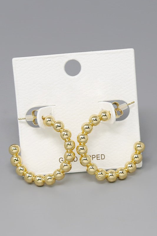 Shiny Metal Ball Beaded Hoop Earring