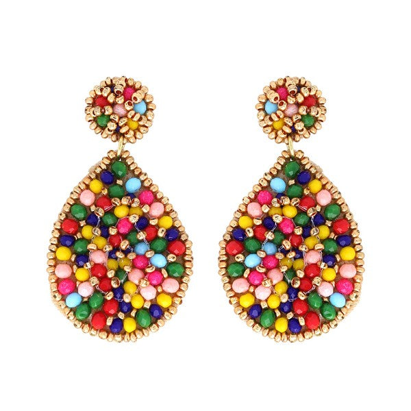Seed Bead Teardrop Earrings