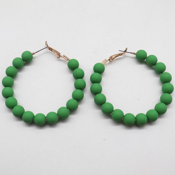 Beaded Hoop Latch Back Earring