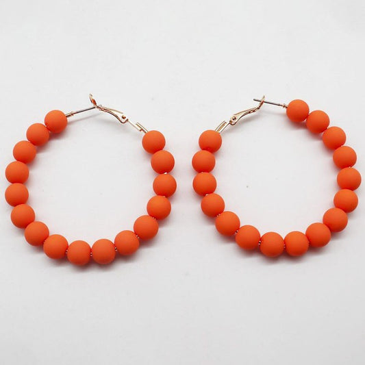 Beaded Hoop Latch Back Earring