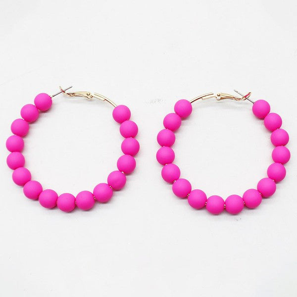 Beaded Hoop Latch Back Earring