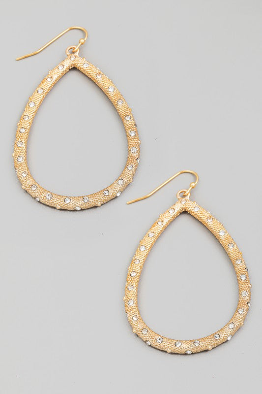 Rhinestone Studded Teardrop Earring