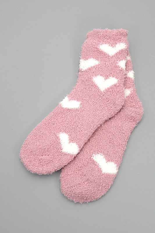 Fuzzy Heart Plush Socks