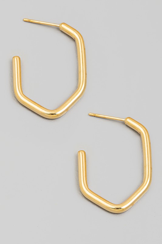 Geo Shape Hoop Earring-Gold