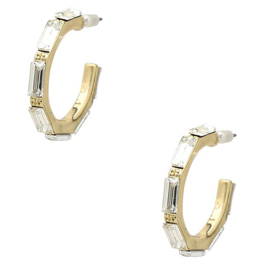 Glass Stone Small Hoop Earring