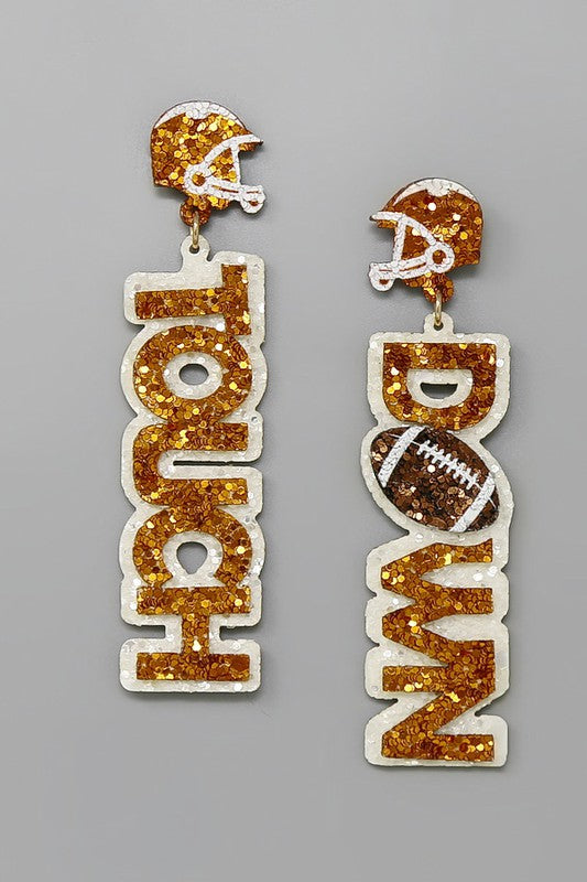 Glitter Touch Down Football Earring