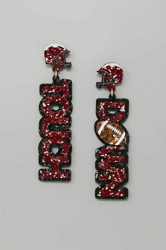 Glitter Touch Down Football Earring