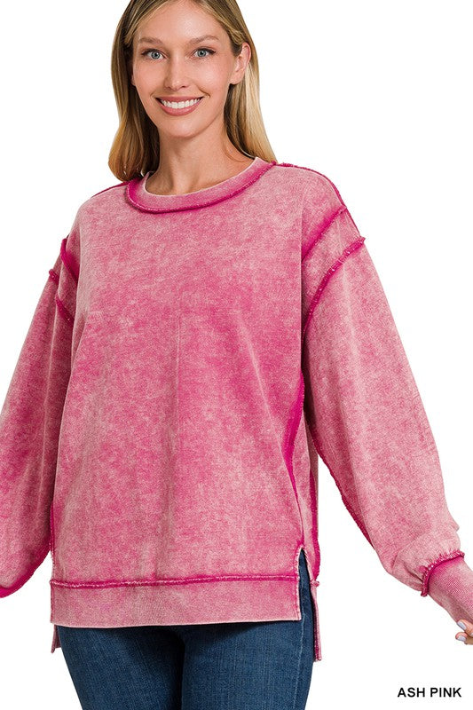 Acid Washed Exposed Seam Sweatshirt