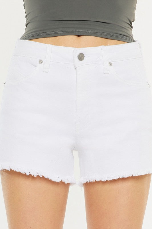 Fray Hem Side Slit Shorts - White