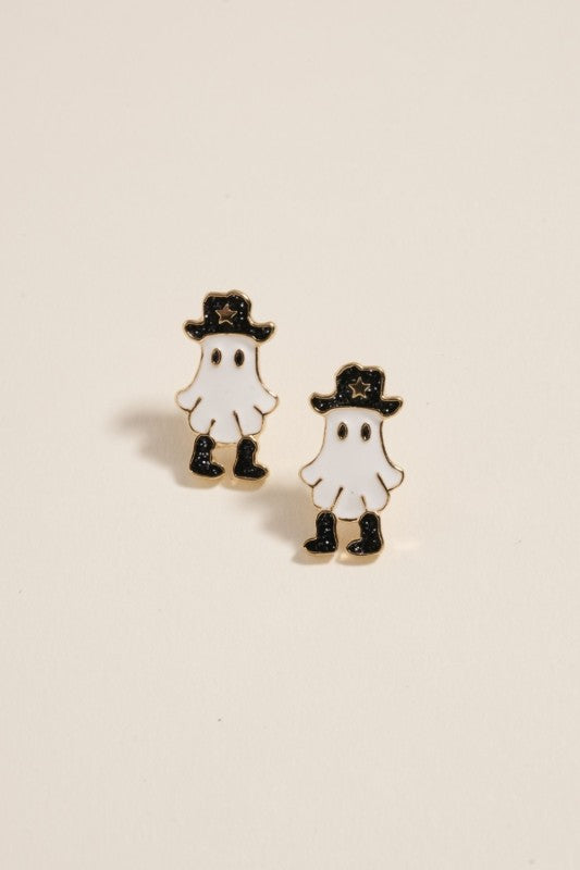 Cowboy Ghost w/Black Boots & Hat Stud Earring