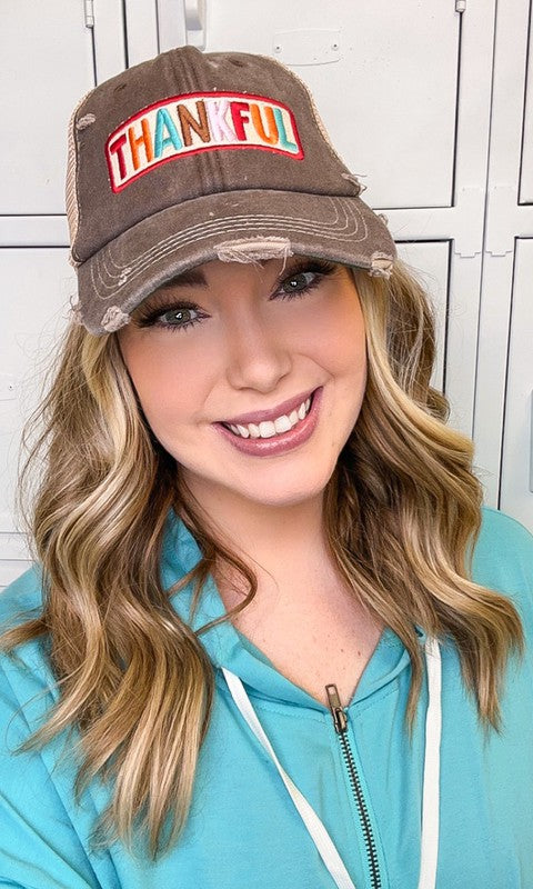 Thankful Vintage Patch Hat-Brown
