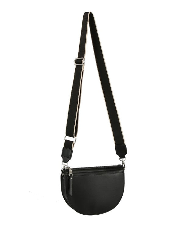Half Moon Crossbody Bag w/ Solid Strap