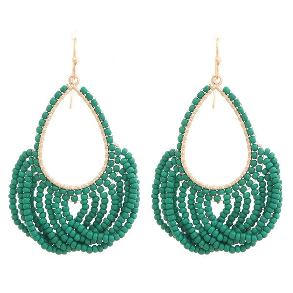 Beaded Layered Teardrop Chandelier Earring