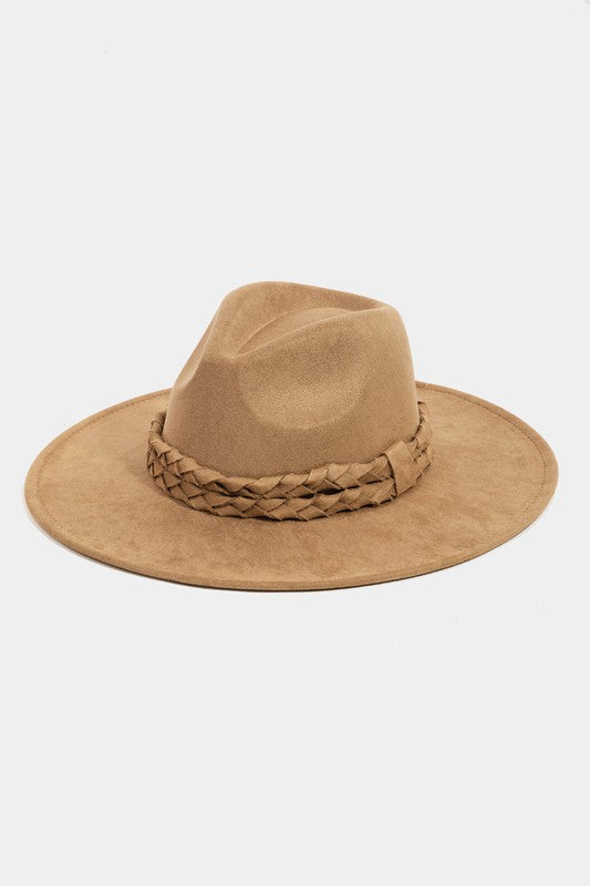 Braided Band Wide Brim Hat