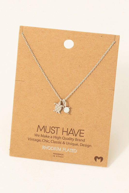 Turtle & Opal Charm Must Have Necklace