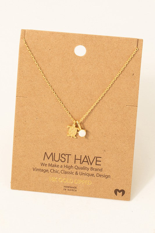 Turtle & Opal Charm Must Have Necklace