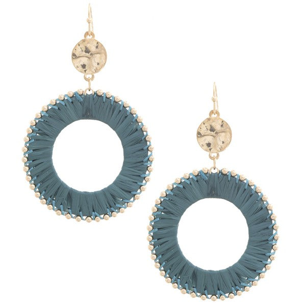 Raffia Wrapped Round Drop Earring
