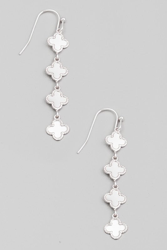 Clover Metallic Chain Drop Earring