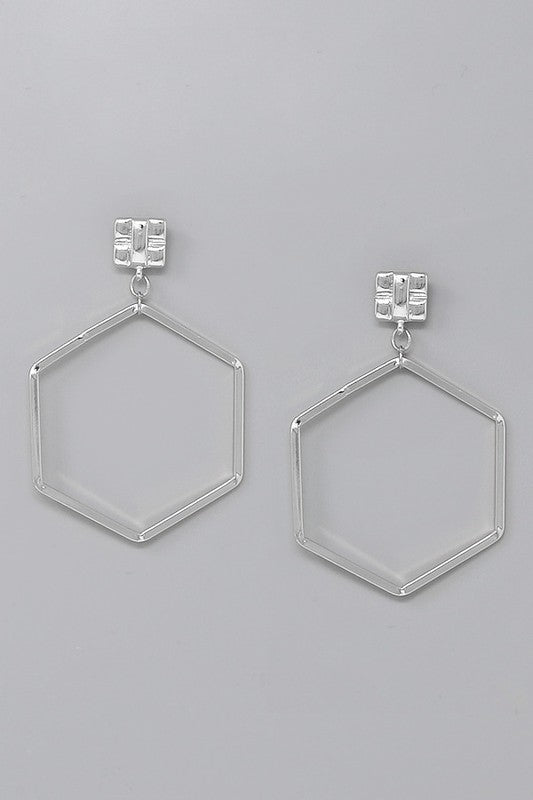 Hexagon Hoop Drop Earring