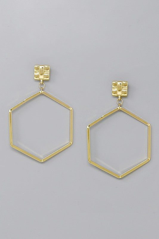 Hexagon Hoop Drop Earring