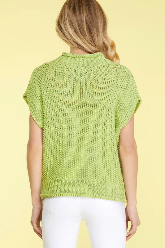 Solid Drop Shoulder Mock Neck Sweater