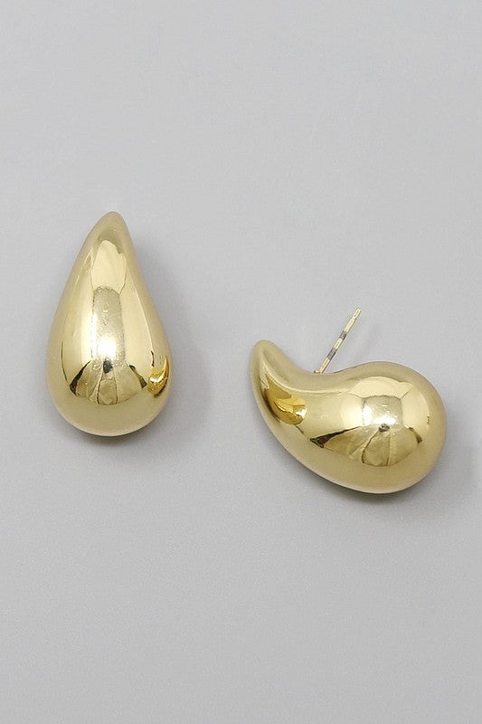 Large Metal Teardrop Stud Earring