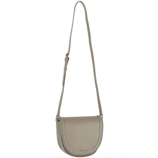 Stitched Flap Saddle Crossbody Bag