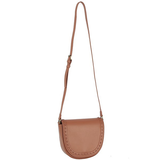 Stitched Flap Saddle Crossbody Bag