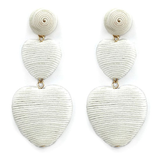 Thread Wrapped Double Heart Drop Earring