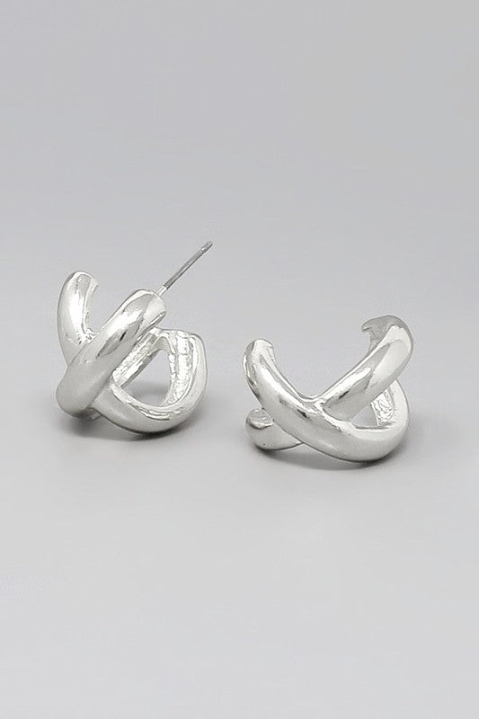 Criss Cross Metal Hoop Earring