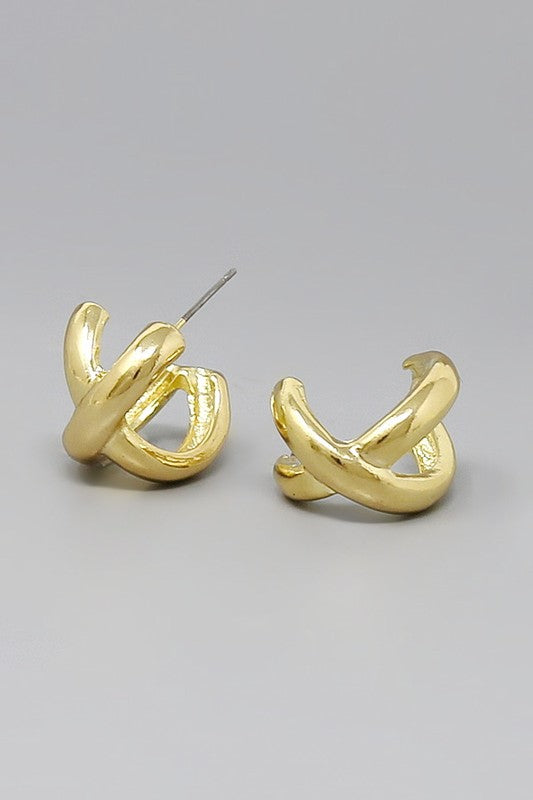 Criss Cross Metal Hoop Earring