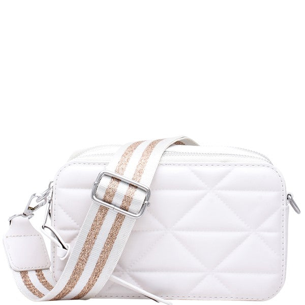 Quilt Zipper Crossbody Bag W/ Strap
