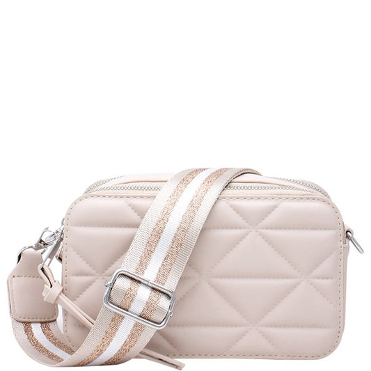 Quilt Zipper Crossbody Bag W/ Strap