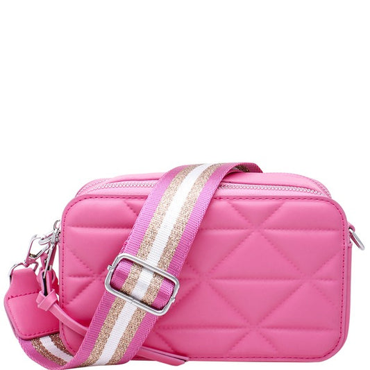 Quilt Zipper Crossbody Bag W/ Strap
