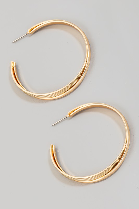 Large Double Layer Twisted Hoop Earring