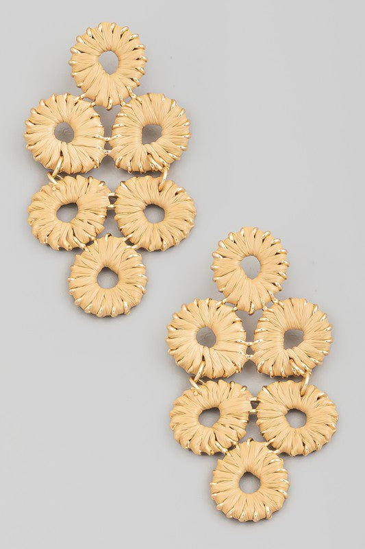 Straw Wrapped Circles Drop Earring