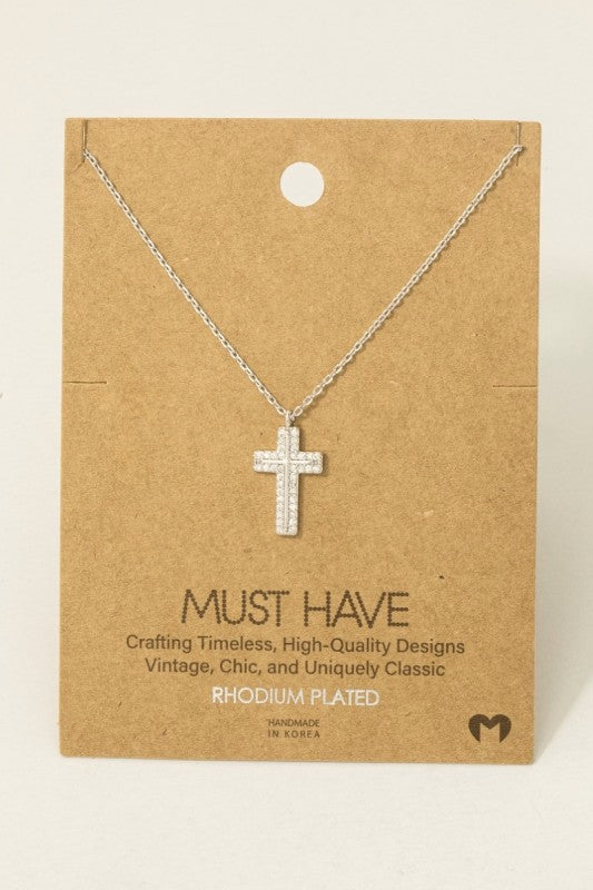 Pave Block Cross Must Have Necklace