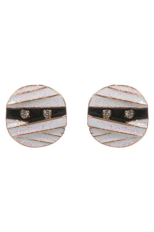 Glitter Mummy Enamel Stud Earring